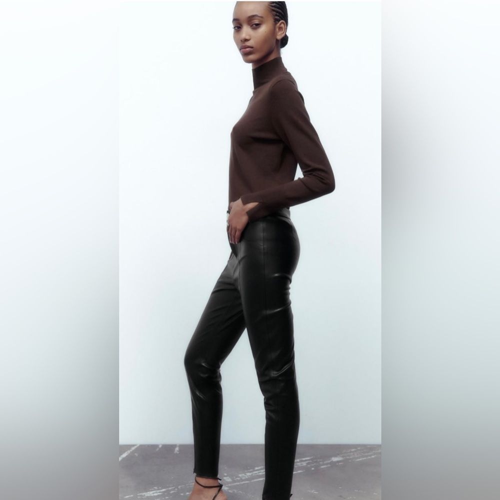 ZARA ZIP HEM FAUX LEATHER LEGGINGS